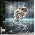 thumbnail image 4 of Ambesonne Galaxy Shower Curtain, Astronaut Floats Outer Space, 69"Wx70"L, Grey Blue, 4 of 5