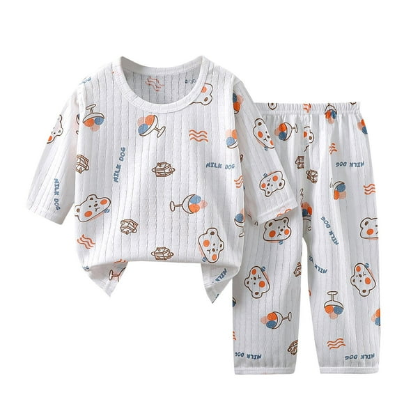 Odeerbi 1-6 Años Niños Niñas Pijamas de Algodón de Verano de Manga Corta Pantalones Suaves Impresos Ropa de Dormir Transpirable Conjunto de Pijama de Dos Piezas