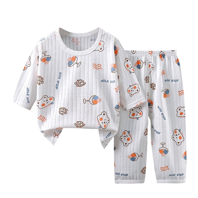 Odeerbi 1-6 Años Niños Niñas Pijamas de Algodón de Verano de Manga Corta Pantalones Suaves Impresos Ropa de Dormir Transpirable Conjunto de Pijama de Dos Piezas