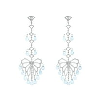 Aquamarine & Diamond Chandelier Drop Dangle Earrings in 18K White Gold 1.25Ctw