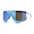 thumbnail image 5 of Polarized Mens Flip Up Rimless Oversized Shield Plastic Sport Sunglasses White - Blue Mirror, 5 of 7