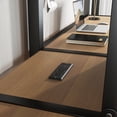 thumbnail image 6 of Harper & Bright Designs Twin Size Metal Loft Bed with Double Desk and Wardrobe, Twin Over Twin Loft Bed with Shelves and Electrical Outlet, Natural Wood, 6 of 14