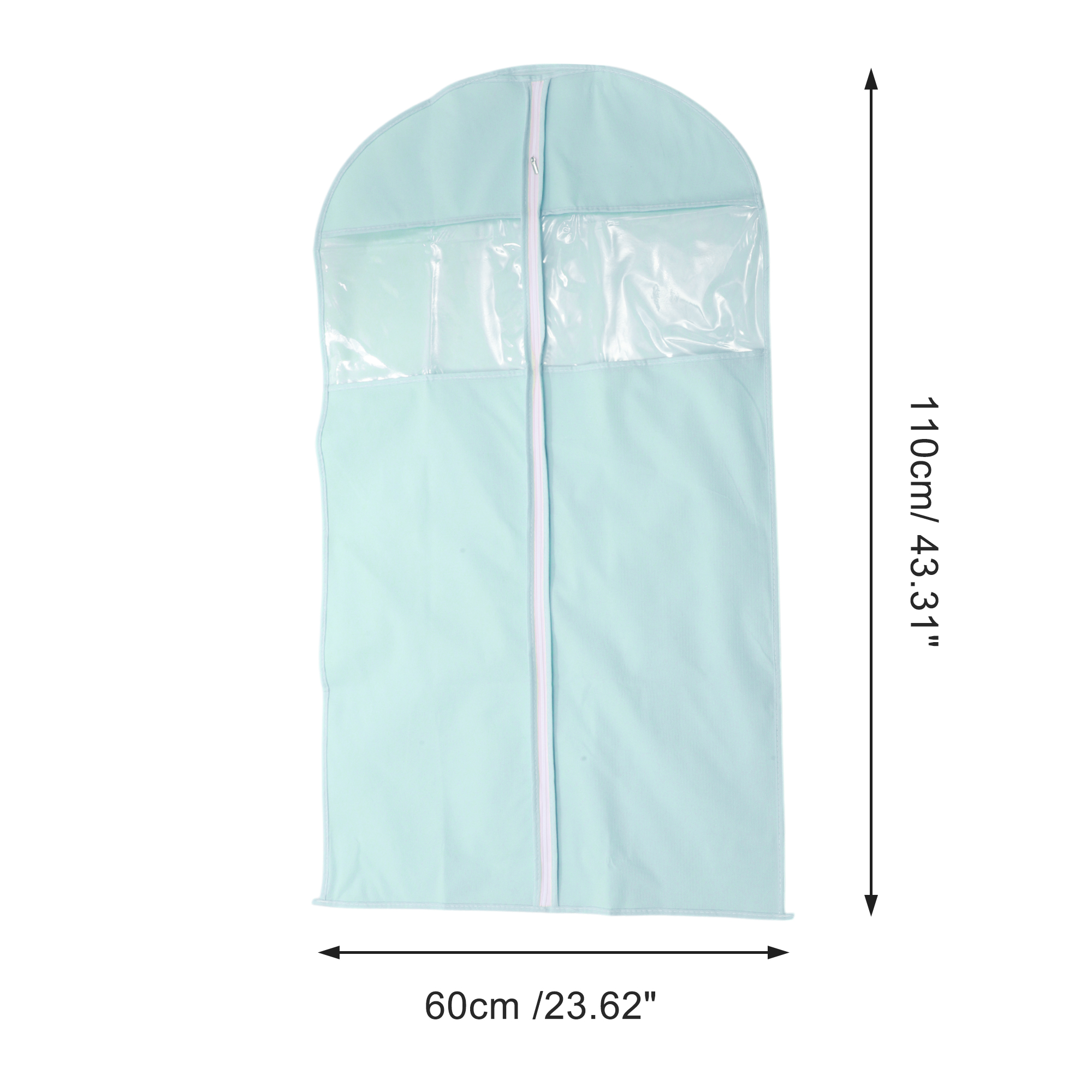 Unique Bargains 3 Pcs Dustproof Double Window Garment Bag Blue 43.31"x23.62"