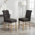 thumbnail image 4 of Roundhill Siena Counter Height Button Tufted Back Solid Wood Stools, Set of 2, Charcoal, 4 of 10