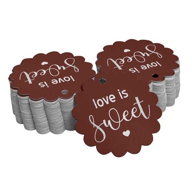Inkdotpot Pack Of 100 Real Silver Foil Paper Tags Love Is Sweet Wedding Favor Hang Tags
