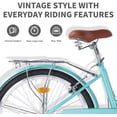 thumbnail image 6 of 24 inch Hybrid Bikes for Women, Adult Bicycles Lightweight Hi-Ten Steel Frame Road Bike Single Speed with Rear Rack and Basket, Commuter City Bike, Comfort Lady Bicycle, Vintage Adult Bike, Green, 6 of 8