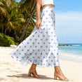 thumbnail image 5 of LWavelet Women Polka Dot Print Maxi Skirt Elastic Waist With Pockets Cute Summer Long Skirt Light Blue S, 5 of 5