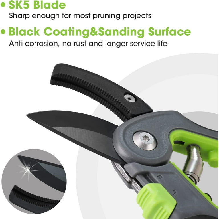 WorkPro Bypass Pruning Shears, 8’’ Stainless Steel Gardening Hand Pruner, Professional Garden Trimming Scissors with Sharp SK5 Steel Blades, Ideal