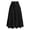 Black, variant on Levmjia Women Midi Skirt Flax Casual Solid Color Elastic Waist Button Front Zipper Side Slit Comfortable Beach Vacation Street Wear Summer