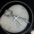 thumbnail image 2 of Punk Double Cross Small Hoop Huggie Dangle Earrings for Men Women Kpop Stainless Steel Hypoallergenic Christian Religious Cool Tassel Drop Piercing Earring Hip Hop Personalized Jewelry Gifts, 2 of 5