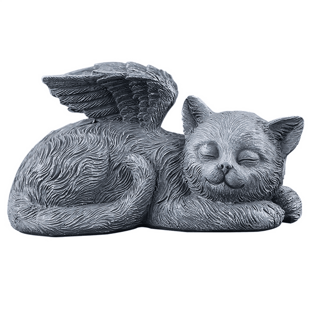 Statue Commémorative Chat Ange Cadeau Statue Pierre Tombale Animal Ornements Artisanat Commémoratif Ornements