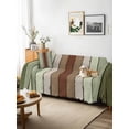 thumbnail image 3 of Sage Green Sofa Covers for 2-3 Cushion Couch L-Shaped Sectional, Farmhouse Wood Grain Vintage Brown Striped Washable Sofa Covers Slipcover for Living Room Furniture, Couch Cover Blanket 71"x134", 3 of 9
