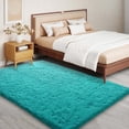 thumbnail image 5 of Janvonne Fluffy Teal Blue Area Rug for Bedroom Living Room Soft 5x7 Fuzzy Rugs Non-Shedding Indoor Plush Rug for Nursery Kids Room Dorm Room Home Decor, High Pile Shaggy Floor Carpets, 5 of 8