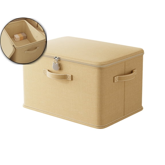 VQPeo Locking Clothes Storage Box, Reinforced Handle Organizer, Moistureproof Quilt Bag for Home Closets & Travel Packing Efficiency
