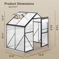thumbnail image 2 of 6x4 FT Outdoor Greenhouse, Easy Setup Polycarbonate Greenhouse with Adjustable Roof Vent, Sliding Door, and Durable Aluminum Frame for Backyard Gardening, 2 of 6