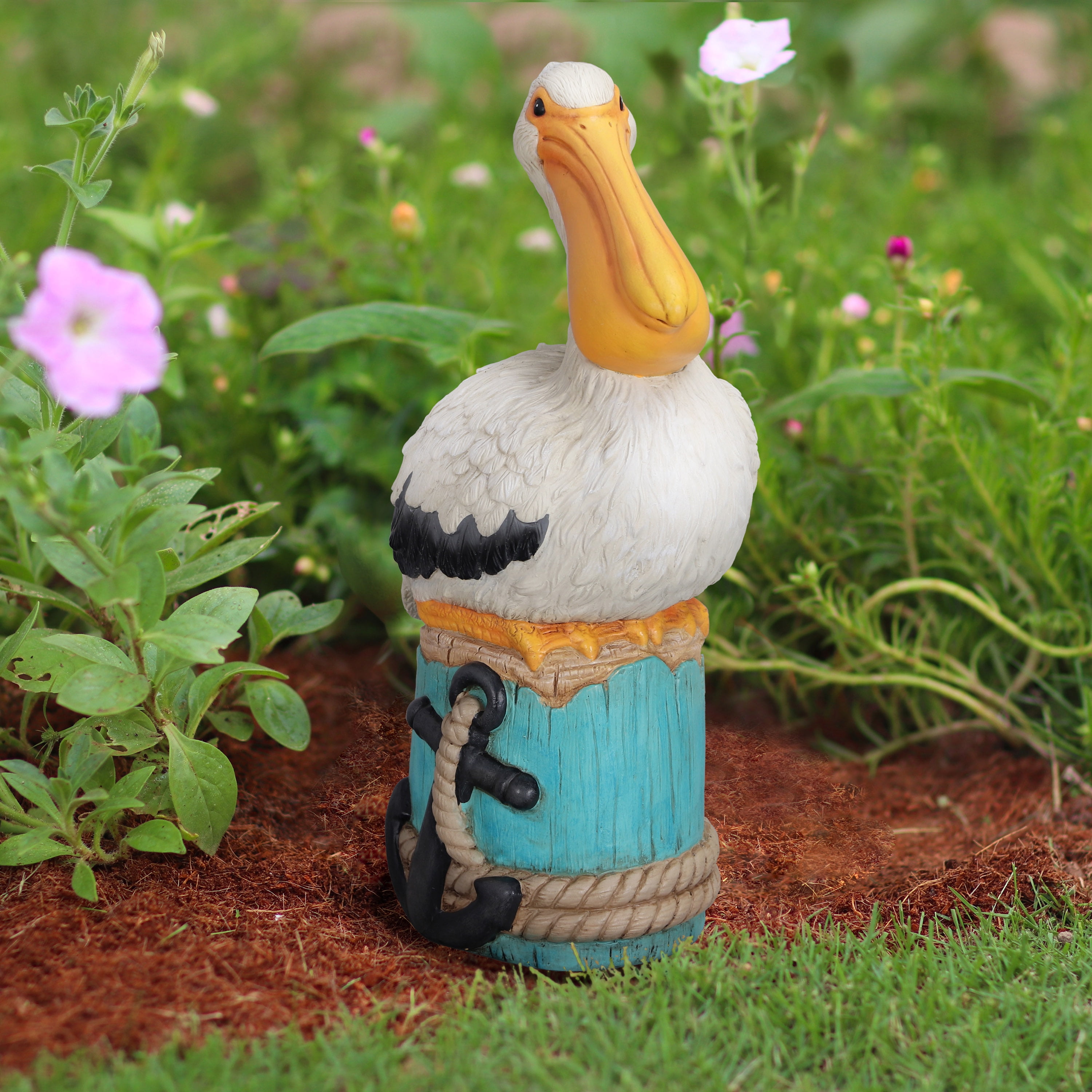 (6 pack) Mainstays Outdoor Pelican Anchor Garden Statuary, 7.38 in L x 4.75 in W x 12.88 in H