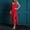 Red, variant on QUINDOS Silk Satin Pajama for Women Midi Long Nightgowns for Women Sling High Fork Sleep Dress Casual Solid Loose Sleepwear Night Dress