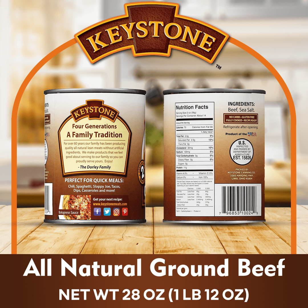 (12 pack) Keystone All Natural Ground Beef, 28 oz Can