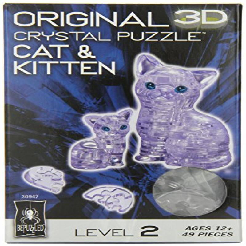 Fun yet challengi... Bepuzzled Original 3D Crystal Puzzle Cat & Kitten Clear
