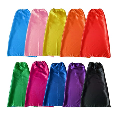Opromo Satin Superhero Capes,Halloween Costumes And Dress Up For Kids & Adults-Assorted/ 10pcs-19 2/3 