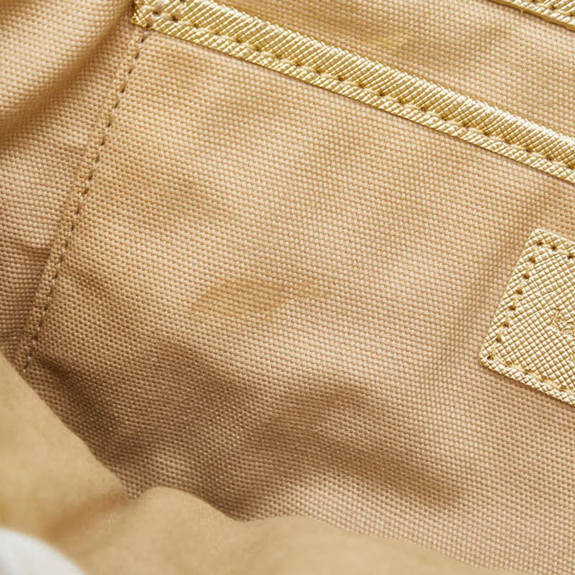 Pre-Owned Kate Spade logo punched tote bag, gold leather handbag, women's.