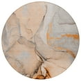thumbnail image 2 of 8' Round Orange Round Abstract Washable Non Skid Indoor Outdoor Area Rug, 2 of 3