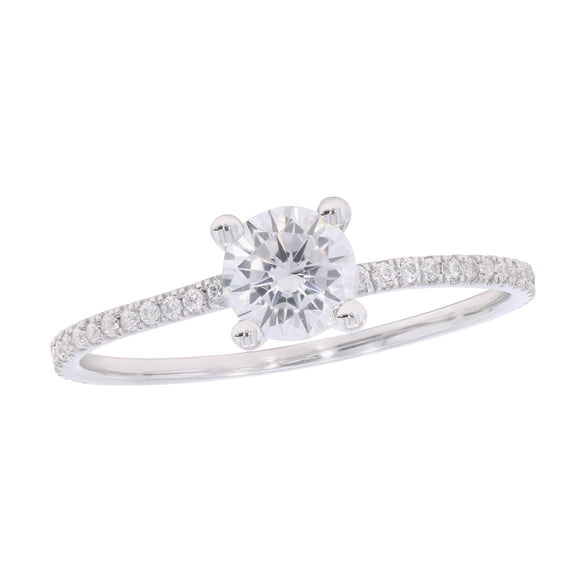 Keeva Jewels 0.80 Carat Round Lab Grown Diamond Solitaire Accent Engagement Ring for Women, F-G Color VS Clarity, 18K White Gold Ring Size 6.5