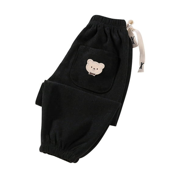 Gpaecead Kids Girls Boys Corduroy Pants Toddler Fashion Cute Trousers Pants Sweatpants 1-10 Years Black
