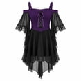 thumbnail image 2 of ibiyuan Girls Gothic Vampire Halloween Costume, Black High Low Dress, Kids Vampire Dress Up Outfit for Halloween, 2 of 5
