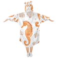thumbnail image 2 of FORMRS Wearable Blanket Hoodie with Sleeves for Kids Cozy Flannel Sweatshirt, Orange Seahorse, 2 of 7
