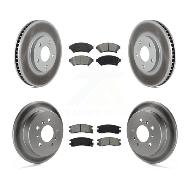Transit Auto Front Rear Coated Disc Brake Rotors and Semi-Metallic Pads Kit for Car Chevrolet Impala Monte Carlo Oldsmobile Intrigue KGS-102378