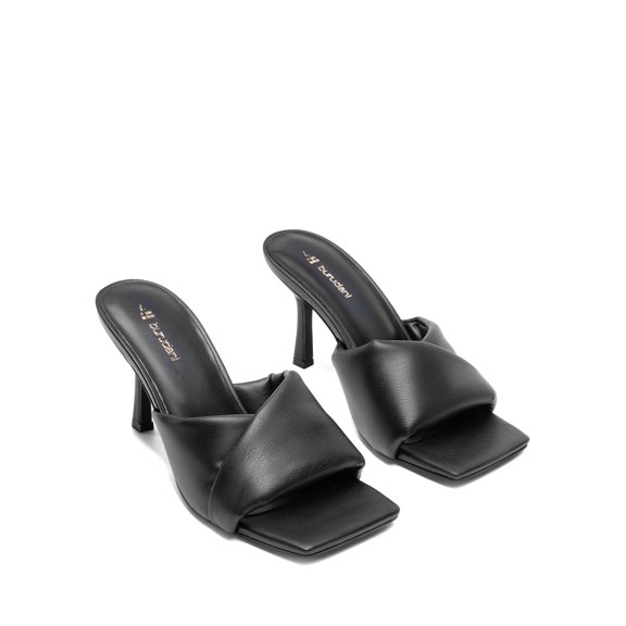 BURUDANI Women’s High Stilettos Heels Mules Open Square Toe Slip On Comfort Sexy Dress Pumps Sandals Evening Party Prom Dance Shoes
