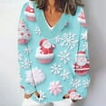 thumbnail image 2 of asdoklhq Christmas Sweaters for Women Ladies' Fashionable and Casual Christmas Printed Long Sleeved Hooded Top Long Sleeved V-neck Top/shirt Multicolor 2X, 2 of 5