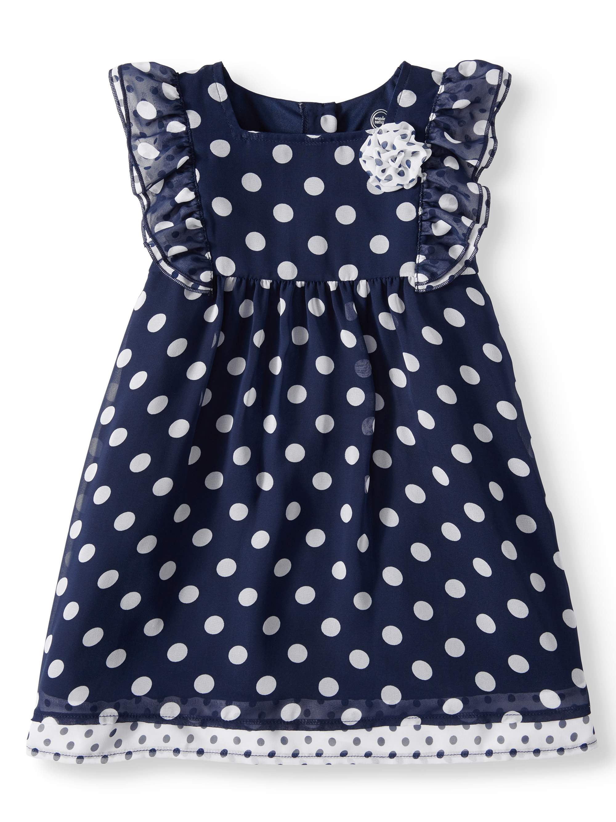 Wonder Nation - Wonder Nation Ruffle Sleeve Patterned Dress (Toddler ...