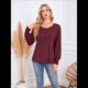 thumbnail image 5 of Camisas de Larga para Mujer, Blusas Plisadas Informales de Negocios con Puños Fruncidos. Vino Tinto M, 5 of 8