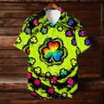 thumbnail image 6 of UVEASISHA St Patrick's Day Beach Shirts for Men Short Sleeve Lapel Collar Button Down Shirt Lucky Shamrock Print Hawaiian Shirts Holiday Casual Green Clover Shirt Green#34 XL, 6 of 9