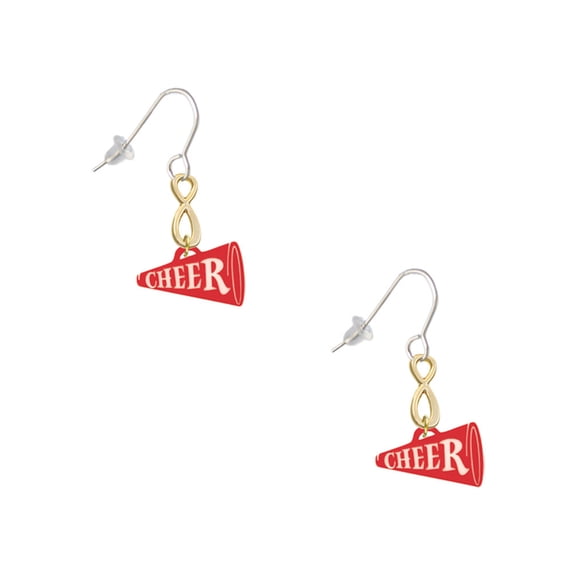 Delight Jewelry Acrylic 3/4" Red Cheer Megaphone Gold Tone Infinity French Earrings