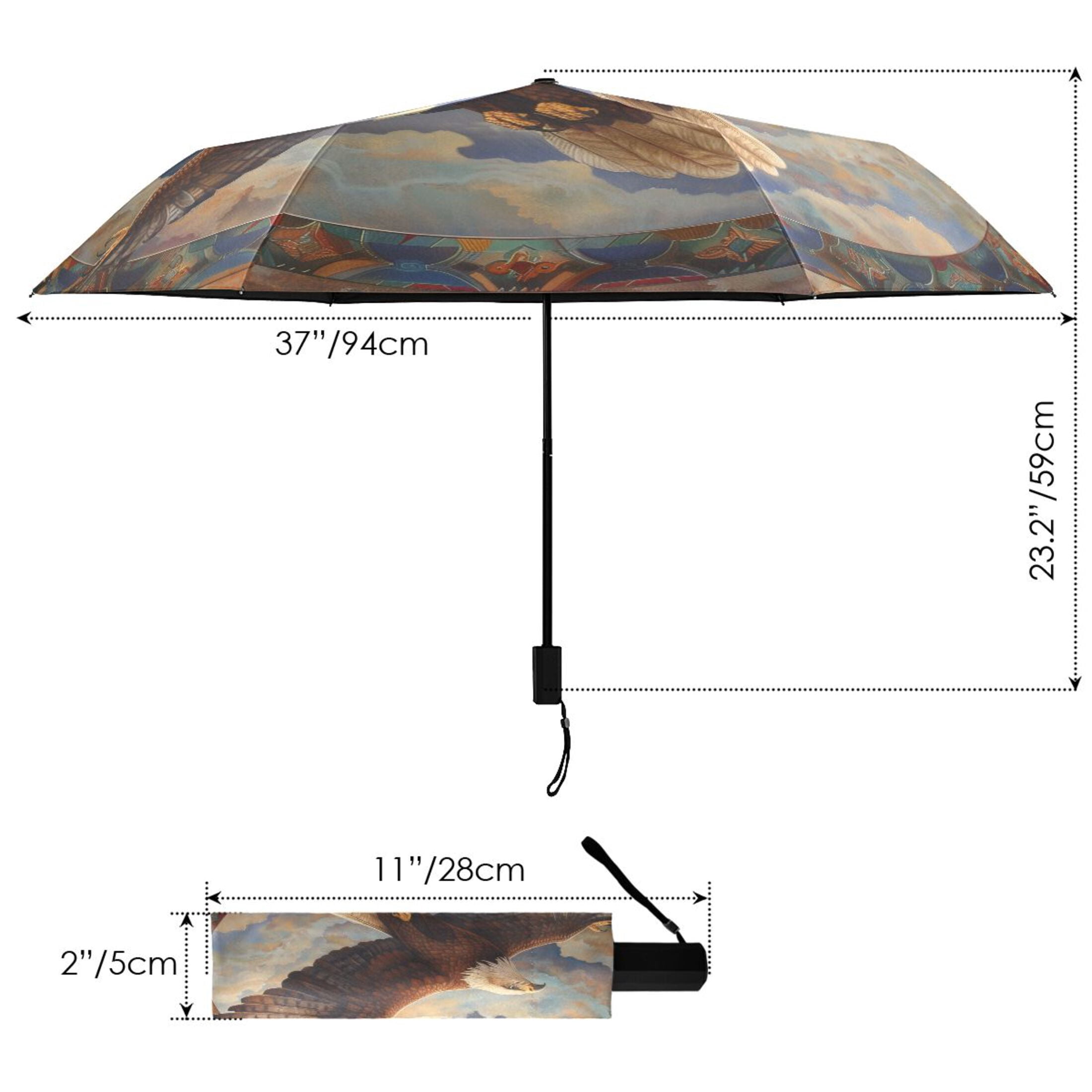 Compact Sun Umbrella Windproof Travel Umbrellas for Rain Strong Portable UV Protection Eagle Fly in Sky