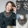 thumbnail image 2 of RV 2 protectores de cuello para mujer en algodón de invierno nacarado cálido triángulo bufanda versátil moda bufanda cuello falso (patrón negro) Brillar Electrónica, 2 of 5