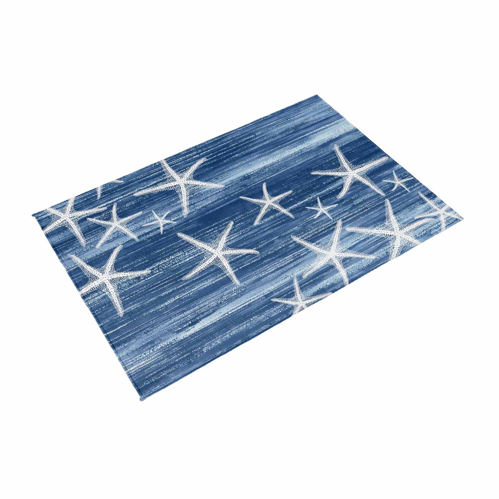 Navy Blue Coastal Outdoor Rug for Patio/Deck/Porch, Non-Slip Large Area Rug 6 x 9 Ft, Summer Ocean Waves Ombre Sea Starfish Indoor Outdoor Rugs Washable Area Rugs, Camping Rug Carpet Runner