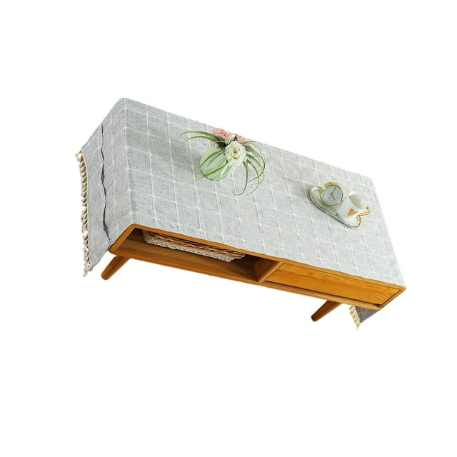 Yuarrent Mantel de lino y algodón resistente a las manchas, alfombrilla de estilo nórdico, alfombrilla con flecos para escritorio, mantel para Decoración del hogar bordado/gris claro 50*145 cm