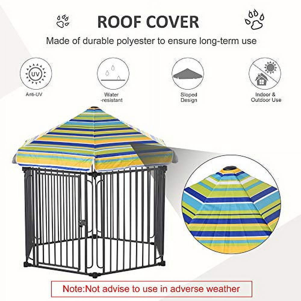 Pawhut Heavy-duty Pet Playpen Kennel with Door & Removable Cover 6 Panels for Small & Medium Sized Dogs for Indoor &Outdoor Use, Black