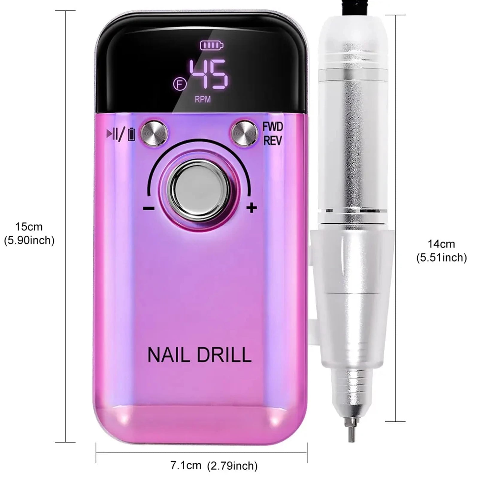 45000RPM Electric Nail Drill Machine Professional Nail Drills for Gel Nails Polish Low Noise Rechargeable  Portable Nail File