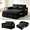 Black, variant on 55" 3-in-1 Convertible Loveseat Sleeper Sofa, Velvet, with Pull-Out Bed, Reclining Backrest and Side Pockets, Dark Gray