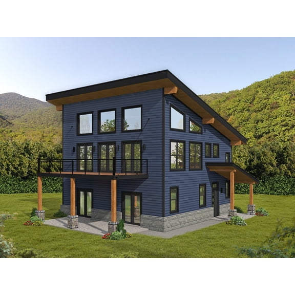 763-9923: Modern Contemporary 2 Bed, 2 Bath Luxury Home Plan, 2184 Sq Ft: Full Blueprints with License to Build by Home Plan Marketplace - Lesuto