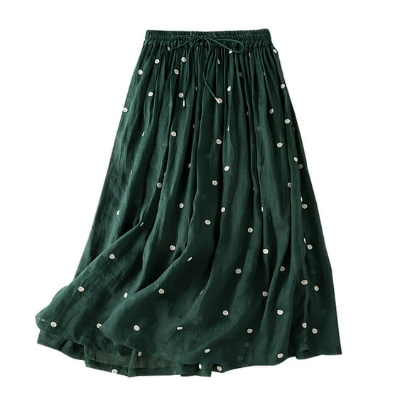 RKSTN Maxi Skirts for Women Summer Fashion Floral Printed Drawsting Loose Plus Size Skirts Casual Swing Elastic Waist Versatile Long Skirts