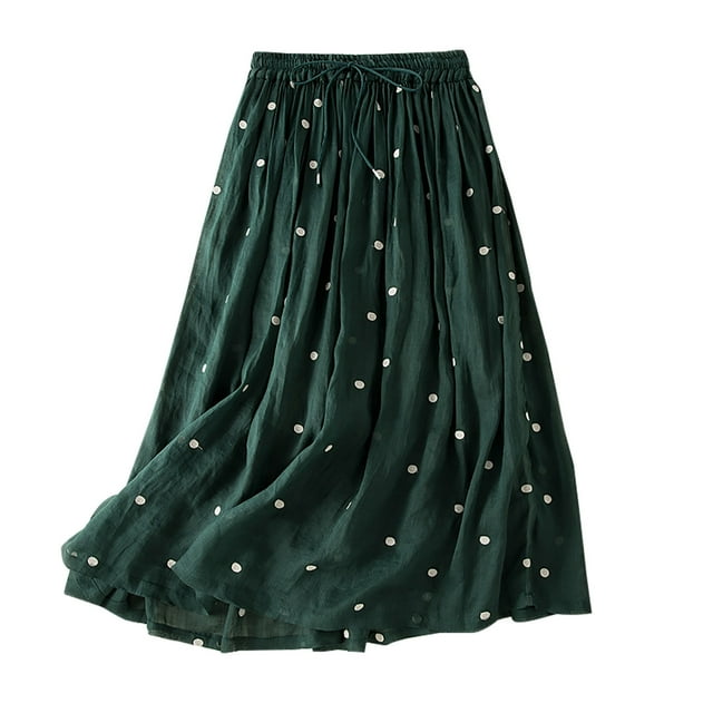 Cameland Jupe Courte d'Été pour Femmes, Mode, Imprimée, à Pois, Bandage, Grande Jupe Évasée