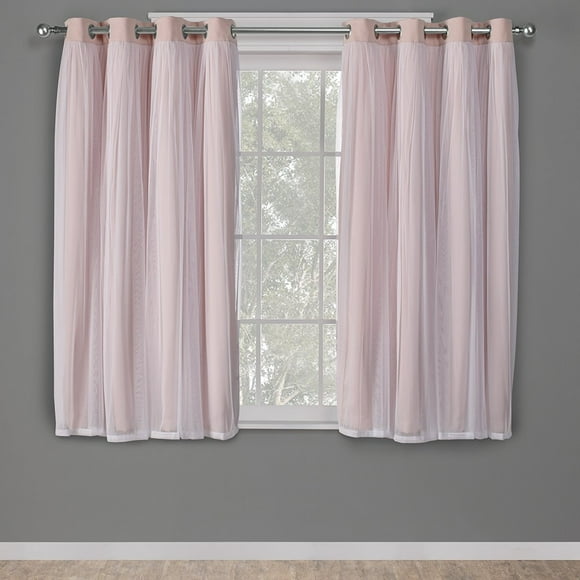 Cortinas TOWN & COUNTRY LUXE Talia de doble capa, 52 x 63 cm, color rosa