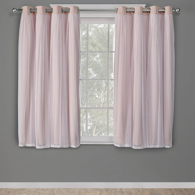 Cortinas TOWN & COUNTRY LUXE Talia de doble capa, 52 x 63 cm, color rosa