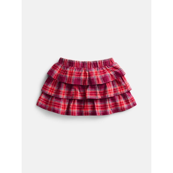 Wonder Nation Girls Flannel Tiered Cotton Skirt, Sizes 4-18 & Plus